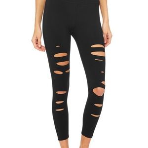 Brand NWOT ALO RIPPED THIGH BLACK YOGA LEGGINGS!
